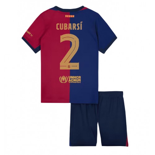 Dětský fotbalový dres Barcelona Pau Cubarsi #2 2024-25 Domácí Krátký Rukáv (+ trenýrky)